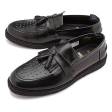 FRED PERRY &times; GEORGE COX TSL LOAFR STUD/TXT LEATHER BLACK B9291-184画像