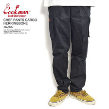 COOKMAN CHEF PANTS CARGO HERRINGBONE -BLACK- 231-13831画像
