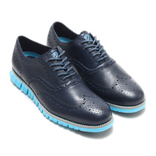 COLE HAAN ZEROGRAND WINGTIP OXFORD DARK DENIM/CYAN BLUE C34040画像