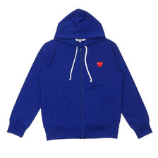 PLAY COMME des GARCONS MENS JERSEY RED HEART ZIP HOODIE BLUE画像