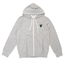 PLAY COMME des GARCONS MENS Double Black Heart Zip Hooded Sweatshirt GRAY画像
