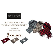 W. J. HENDERSON WOVEN NARROW TARTAN CHECK SCARF画像