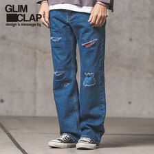 GLIMCLAP Likes vintage processing semi-flared silhouette jeans 12-127-GLS-CC画像