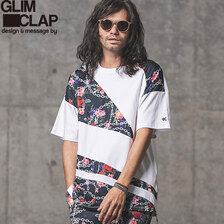 GLIMCLAP Floral & Chain graphic gimmick cutting design cut-sew 12-123-GLS-CC画像
