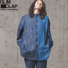 GLIMCLAP Patchwork design & gimmick processing denim shirt 12-109-GLS-CB画像