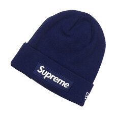 Supreme 21FW New Era Box Logo Beanie WASHED NAVY画像