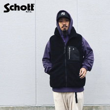 Schott LEATHER POCKET PILE VEST 3112057画像