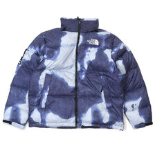 Supreme &times; THE NORTH FACE 21FW Bleached Denim Print Nuptse Jacket INDIGO画像