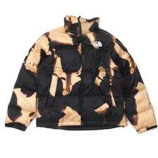 Supreme &times; THE NORTH FACE 21FW Bleached Denim Print Nuptse Jacket BLACK画像