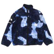 Supreme &times; THE NORTH FACE 21FW Bleached Denim Print Fleece Jacket INDIGO画像