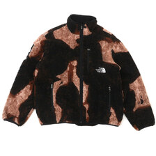 Supreme &times; THE NORTH FACE 21FW Bleached Denim Print Fleece Jacket BLACK画像
