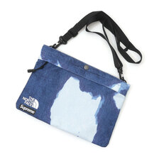 Supreme &times; THE NORTH FACE 21FW Bleached Denim Print Shoulder Bag INDIGO画像