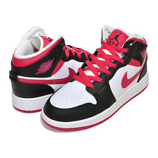 NIKE AIR JORDAN 1 MID (GS) black/very berry-white 554725-016画像