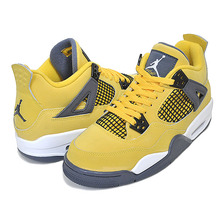 NIKE AIR JORDAN 4 RETRO (GS) LIGHTNING tour yellow/dark blue grey 408452-700画像