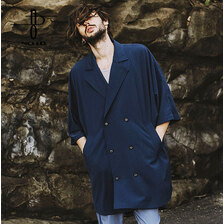 NO ID. BLACK ドルマンハーフスリーブダブルブレストポンチョ 450006-856C画像