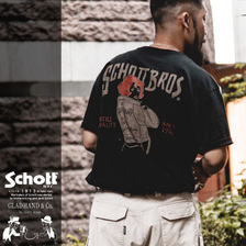 Schott &times; GLAD HAND BEAUTY LOOKING BACK CREW T-SHIRT 71821301画像