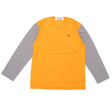 PLAY COMME des GARCONS MENS Small Red Heart Coloured L/S T-Shirt YELLOWxGRAY画像