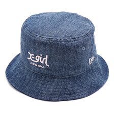 NEW ERA バケット01 X-girl ミルズロゴ ウォッシュドデニム 13056174画像
