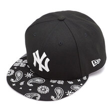 NEW ERA 9FIFTY ニューヨーク・ヤンキース ペイズリー刺繍 キャップ ブラック 13054511画像