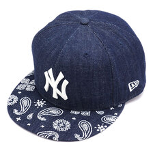 NEW ERA 9FIFTY ニューヨーク・ヤンキース ペイズリー刺繍 キャップ デニム 13054510画像