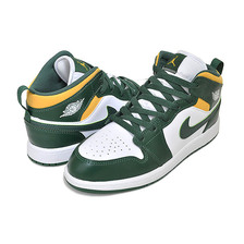 NIKE JORDAN 1 MID (PS) SONICS noble green/pollen-white 640734-371画像