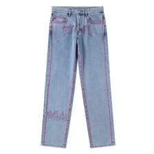 SUPPLIER FIRE PATTERN STITCH LOGO DENIM LIGHT BLUE/PINK画像
