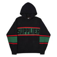 SUPPLIER COLLEGE LOGO KNIT HOODIE BLACK画像