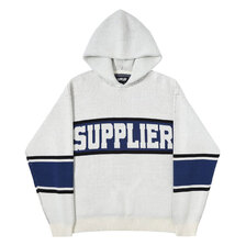 SUPPLIER COLLEGE LOGO KNIT HOODIE CREAM画像