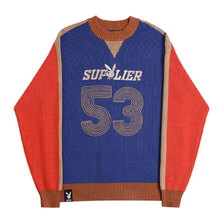SUPPLIER PLAYBOY MULTI CREW KNIT BLUE画像