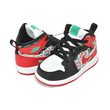 NIKE JORDAN 1 MID SE (TD) Ugly Christmas Sweater white/university red-black DM1209-150画像