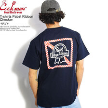 COOKMAN T-shirts Pabst Ribbon Checker -NAVY- 221-21049画像