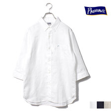 Pherrow's B.D. ボタンダウン シャツ SHIRTS 七分袖 Linen フレンチリネン 無地 22S-P7BD1画像