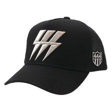 YOSHINORI KOTAKE DESIGN &times; BARNEYS NEWYORK BLACK LINE THUNDER LOGO MESH CAP BLACKxSILVER画像