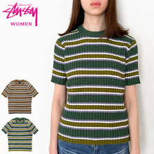 STUSSY WOMEN Rib Stripe S/S Sweater 217057画像