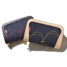 SAMURAI JEANS SJMW22-01 ヘビィーレザーxデニムインレイミドルウォレット画像