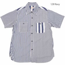 SUGAR CANE BLOCK STRIPE CRAZY S/S WORK SHIRT SC38910画像