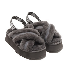 UGG W DISCO CROSS SLIDE Charcoal 1121550-CHRC画像