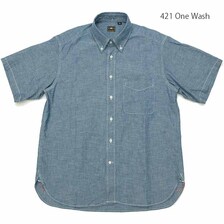 SUGAR CANE 5oz. SELVEDGE CHAMBRAY S/S BUTTON DOWN SHIRT SC38903画像