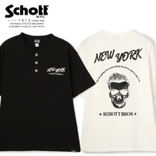 Schott SKULL W/GLASSES HENLEY T-SHIRT 3123127画像