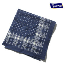 Pherrow's フロンティアシリーズ FRONTIER SERIES INDIGO インディゴ 抜染 バンダナ 22S-100BANDANA-OW画像