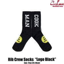COOKMAN RIB CREW SOCKS LOGO BLACK 233-21965画像