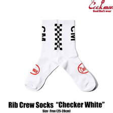 COOKMAN RIB CREW SOCKS CHECKER WHITE 233-21968画像