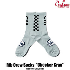 COOKMAN RIB CREW SOCKS CHECKER GRAY 233-21969画像