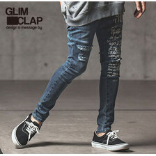 GLIMCLAP Print & vintage processing design jeans 12-139-GLS-CC画像