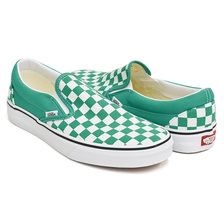 VANS CLASSIC SLIP-ON (CHECKERBOARD) PEPPER GREEN / TRUE WHITE VN0A5JMHB00画像