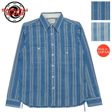 SAMURAI JEANS 藍刺し子ストライプ ワークシャツ SSS22-SSK画像