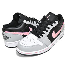 NIKE AIR JORDAN 1 LOW black/bleached coral-grey fog 553558-062画像