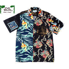 TWO PALMS CRAZY PATTERN RAYON HAWAIIAN SHIRTS black画像