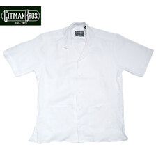 GITMAN VINTAGE S/S OPEN COLLAR WHITE LINEN 2POCKET CAMP SHIRTS white画像