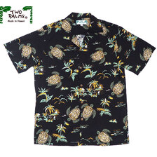 TWO PALMS TURTLES RAYON HAWAIIAN SHIRTS black画像